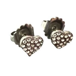 Sorrelli Crystal Silver Tone Heart Earrings